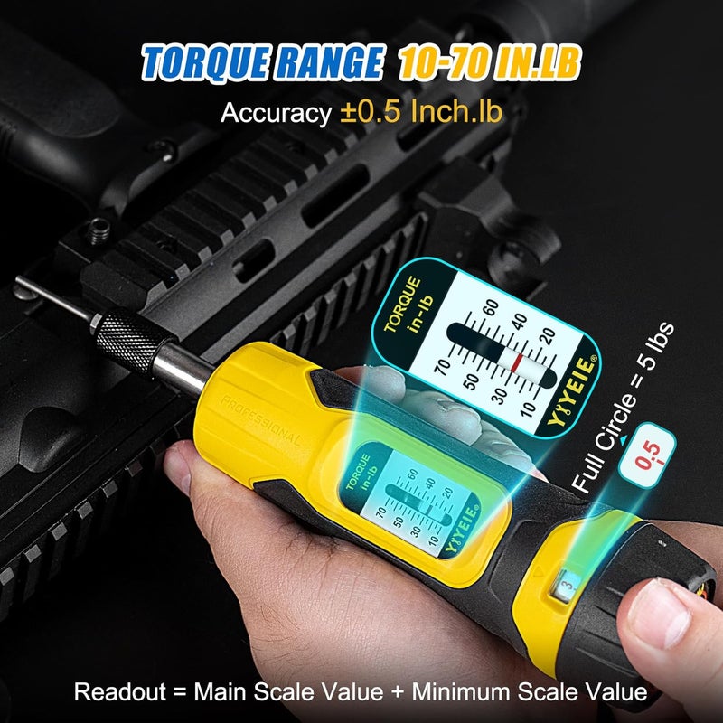 YIYEIE 90Pcs Master Torque Screwdriver Set, 10-70 IN.LB, Inch Pound Torque Screw Driver with S2 Bits, Includes Flat, Hex, Torx, and Phillips Bits, T-BAR Ratchet Wrench, All in One Torque Tool Kit - Image 2